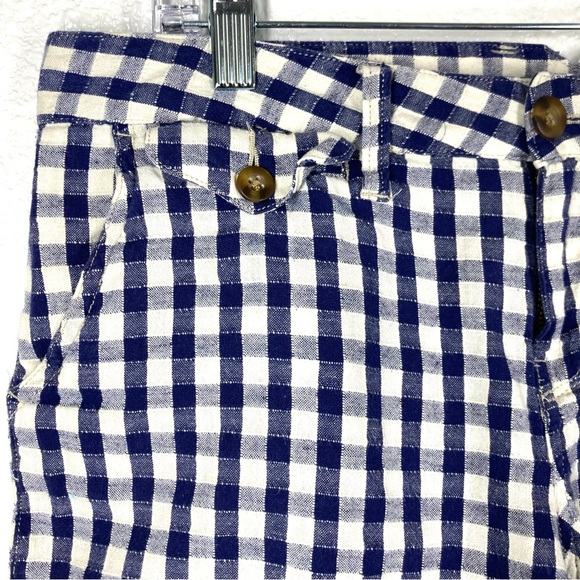 Lucky Brand Shorts Dispatcher Gingham 29 Navy Cotton Linen - Picture 5 of 16